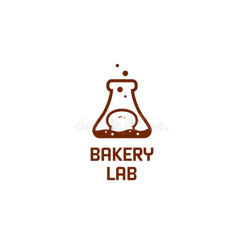 Laboratorium piekarnicze logo piekarni z symbolem szklanej ikony chemicznej ilustracji