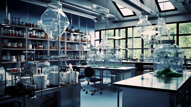 Laboratorium w kompleksowym biurze nauki o sprzęcie ilustracji
