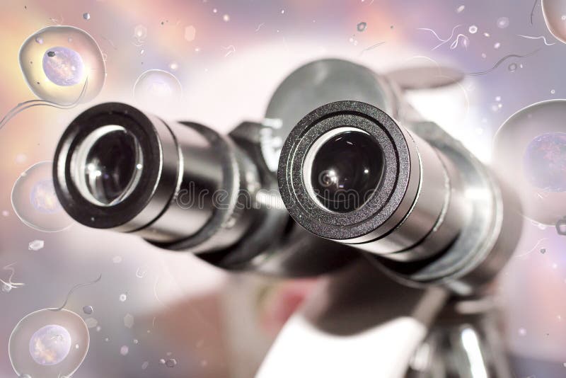 Laboratoriummicroscoop en menselijke cellen royalty-vrije illustratie