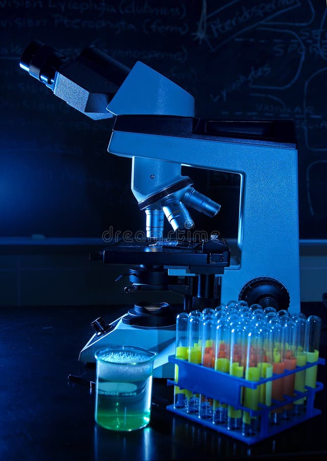 Laboratoriummikroskopprovrör royaltyfria foton
