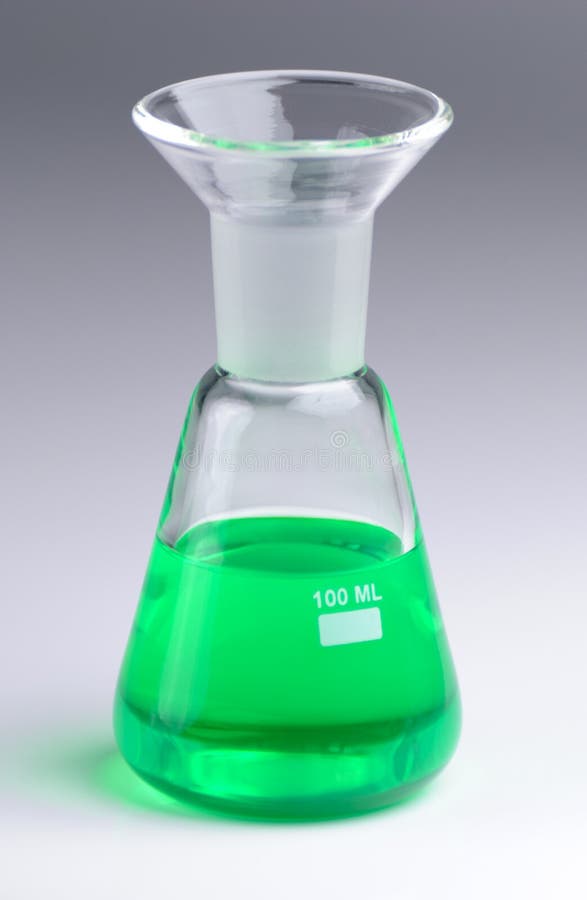 Laboratory Beaker Filled with Green Fluid Stock Photo Image of green, research 24094092
