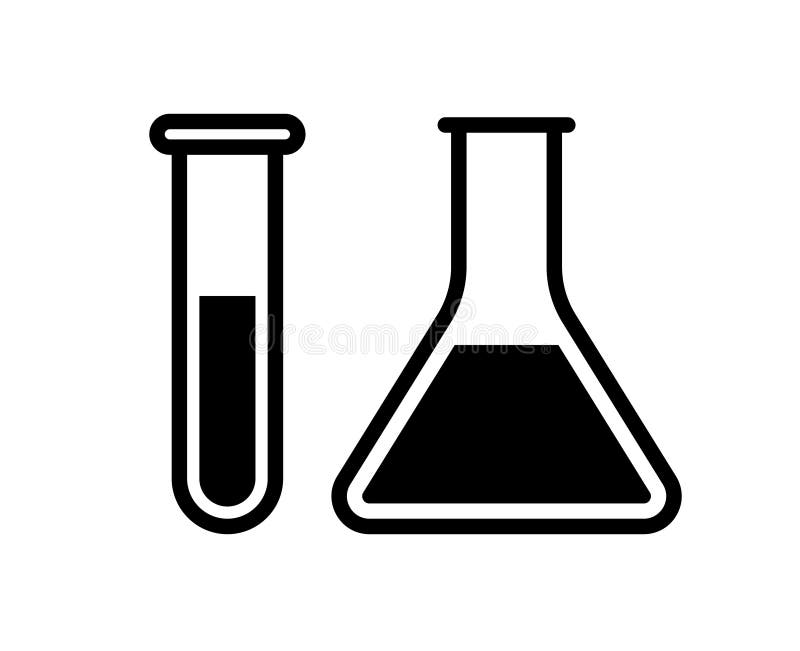 Laboratory Beaker Icon Test Tube. Chemistry Experimental Logo Lab Bubble Vector Icon Stock