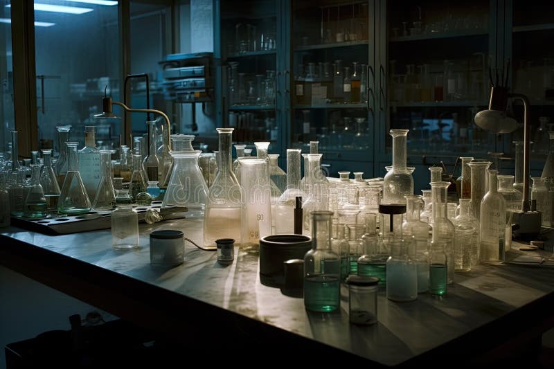 Laboratory, with Beakers and Flasks in Various Sizes, Being Used for ...