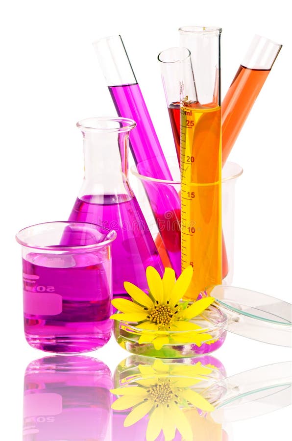 Laboratory Equipment and Chemical Solutions. Stock Image Image of