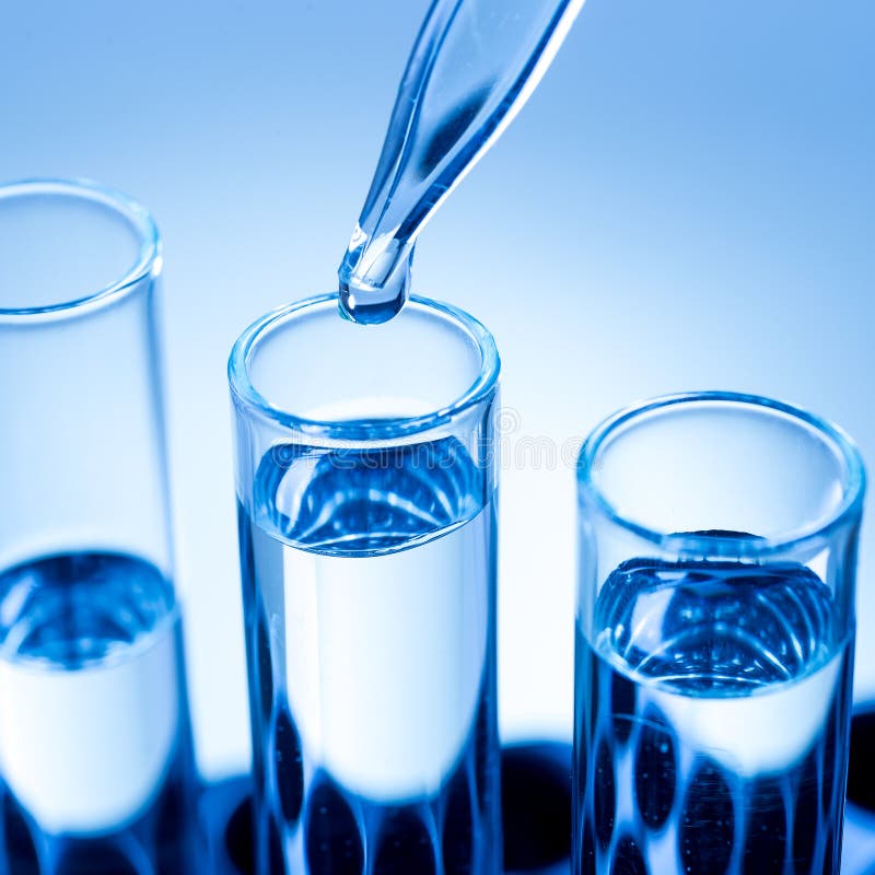 Laboratory equipment, in test tubes drops royalty free stock photos Laboratory equipment, in test tubes drops royalty free stock photos