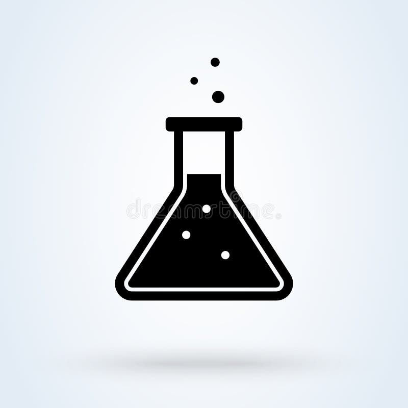 Laboratory experiment flask icon illustration. Chemistry test tube. Flat design style royalty free illustration