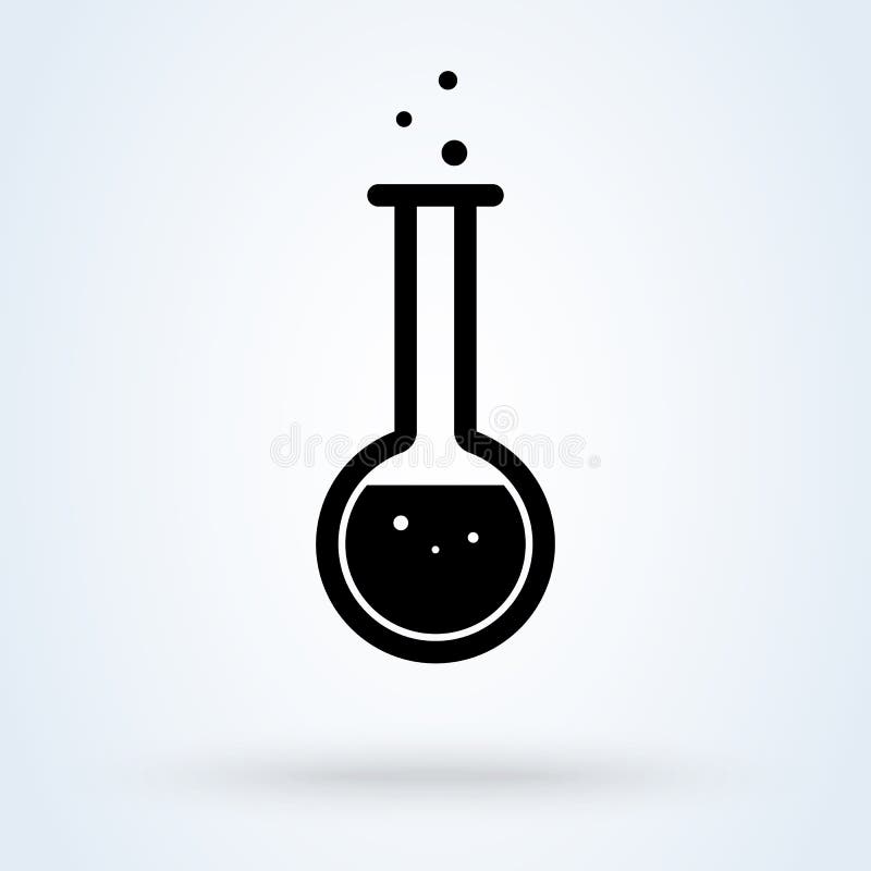 Laboratory experiment flask icon illustration. Chemistry test tube. Flat design style stock illustration