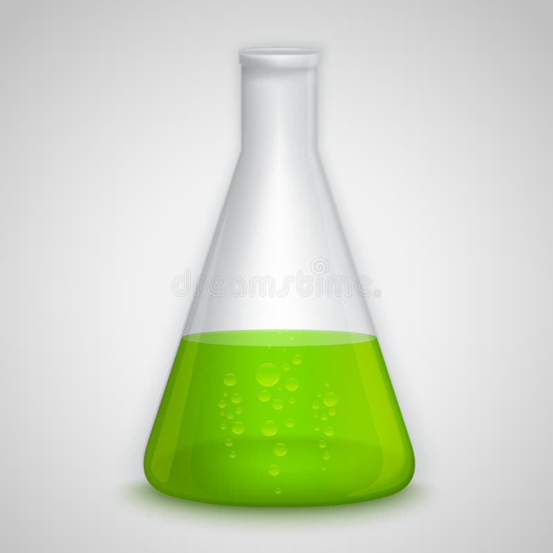 Laboratory Flask with Green Liquid Stock Vector Illustration of
