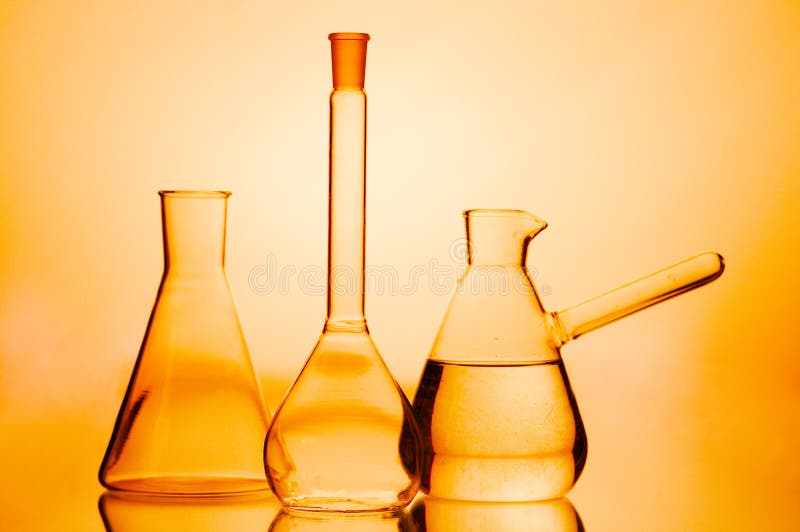 Laboratory flasks stock image. Image of medical, development 15330105