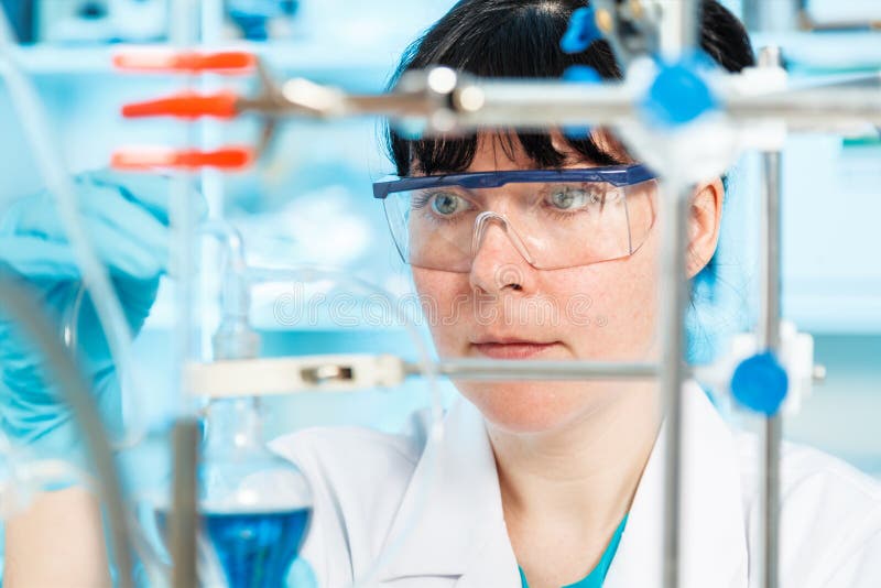 Laboratory At Food Factory, Quality Control Equipment. Worker Tests