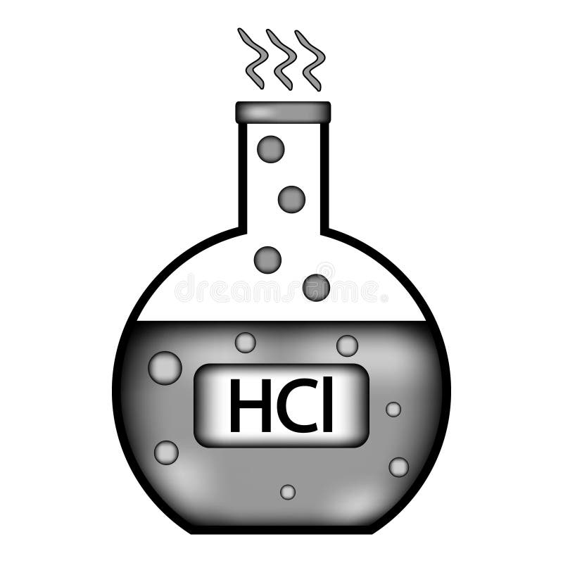 Laboratory glass with hydrochloric acid sign icon. stock illustration