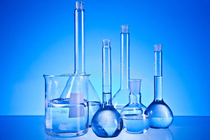 Laboratory glassware stock image. Image of biology, blue 20484903