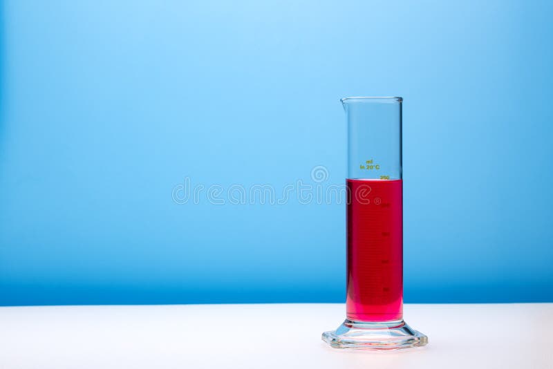 Laboratory Graduated Cylinder with Red Liquid Stock Image Image of