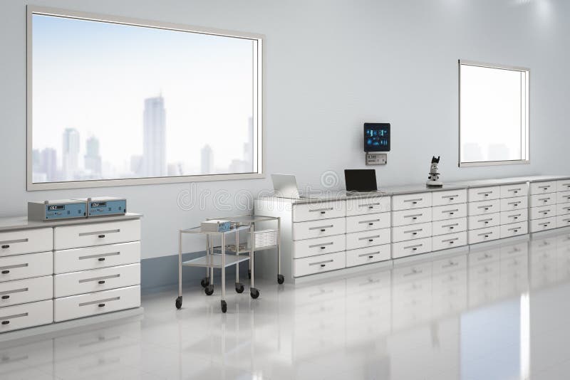 Laboratory interior with accessories vector illustration