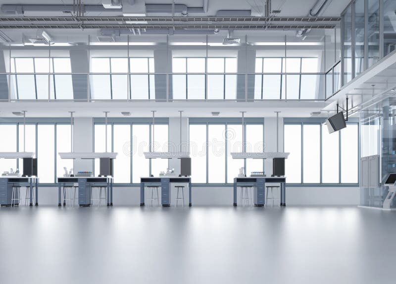 Laboratory interior or manufacturing factory with space vector illustration