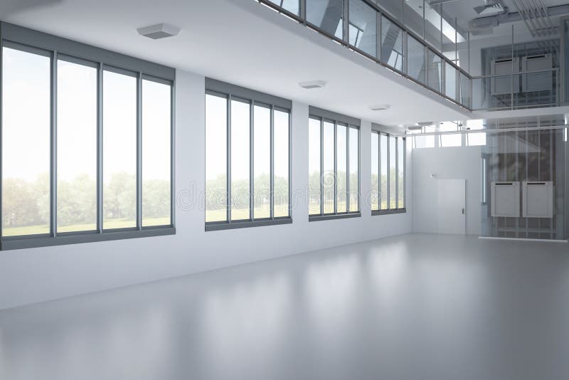 Laboratory interior or manufacturing factory with space stock illustration