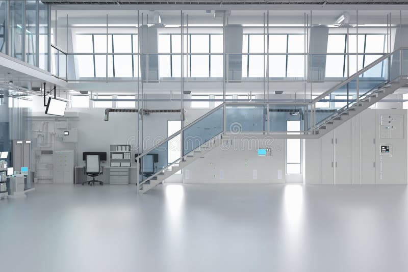 Laboratory interior or manufacturing factory with space royalty free illustration