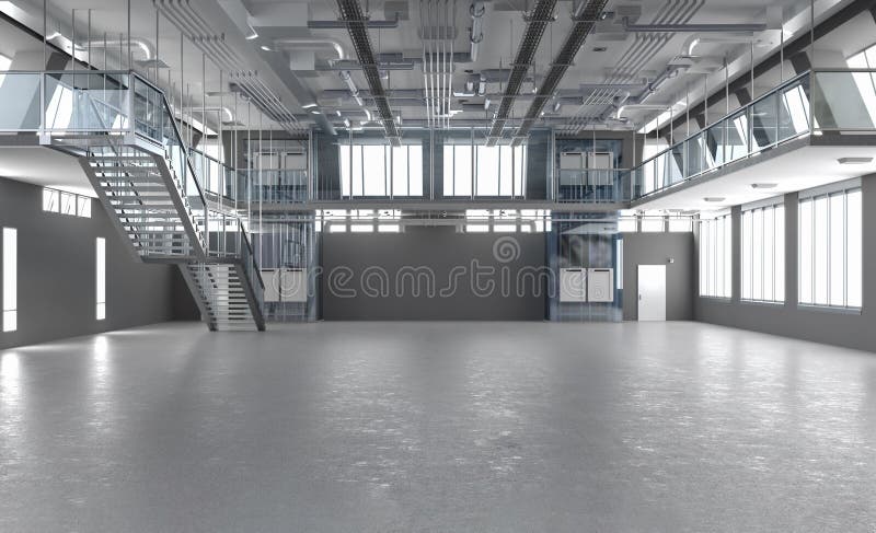 Laboratory interior or manufacturing factory with space vector illustration