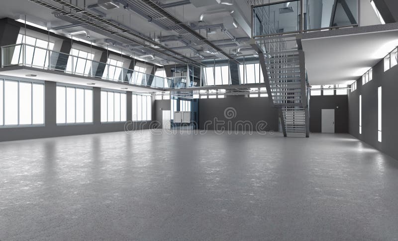 Laboratory interior or manufacturing factory with space stock illustration