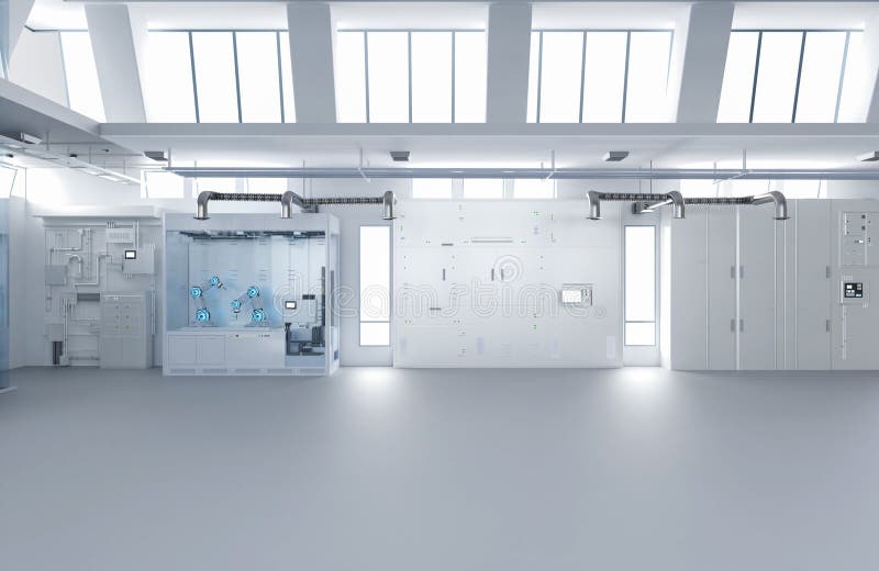 Laboratory interior or manufacturing factory with space royalty free illustration