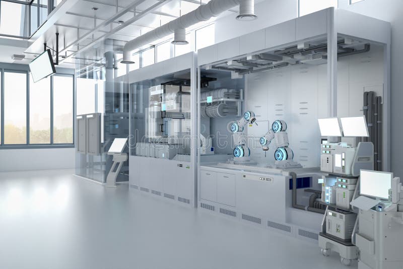 Laboratory interior or manufacturing factory with space royalty free illustration