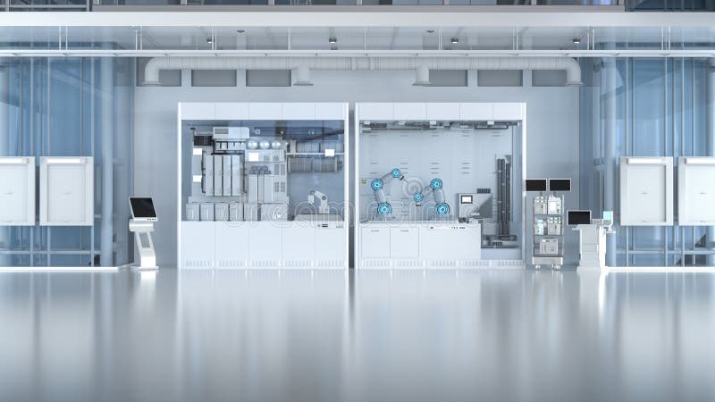 Laboratory interior or manufacturing factory with space vector illustration