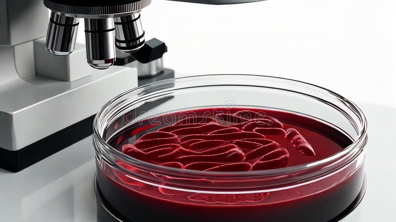 Laboratory Microscope Examining Blood Cells royalty free illustration