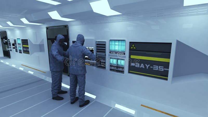 Laboratory and scientists with masks vector illustration