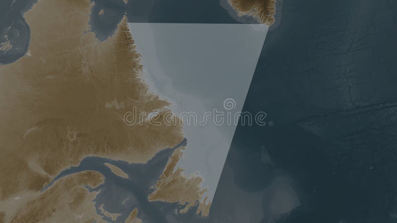 Labrador Sea highlighted. Sepia map royalty free illustration