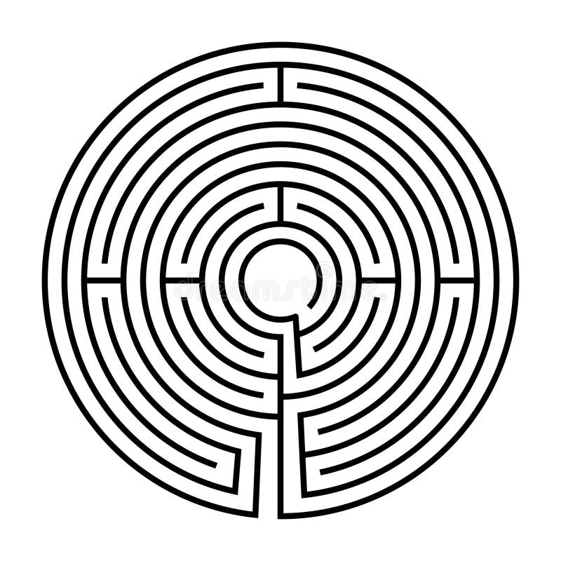 Circle shaped medieval labyrinth of Bayeux Cathedral in France royalty free illustration