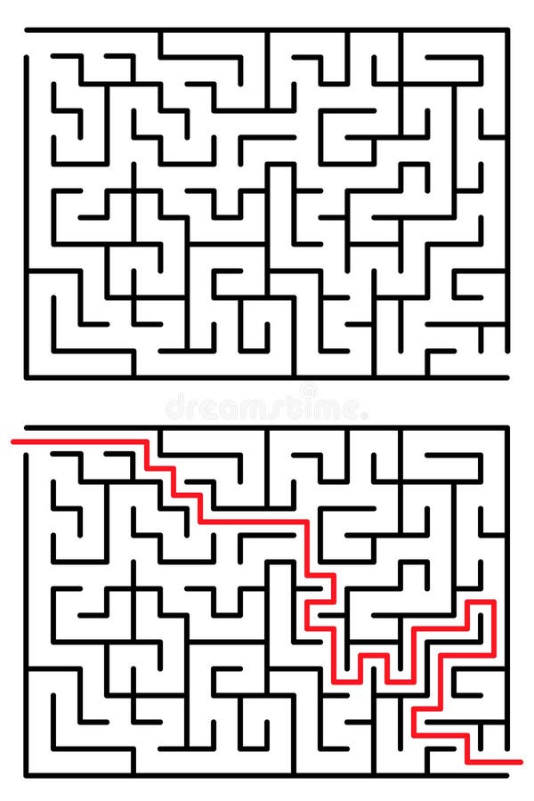 Labyrinth oder Labyrinth mit Ein- und Ausgang Auch im corel abgehobenen Betrag. Labyrinth oder Labyrinth mit Ein- und Ausgang Vektorabbildung getrennt auf weißem Hintergrund