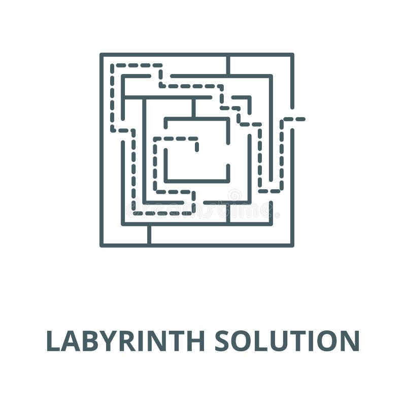 Labyrinth solution vector line icon, linear concept, outline sign, symbol royalty free illustration