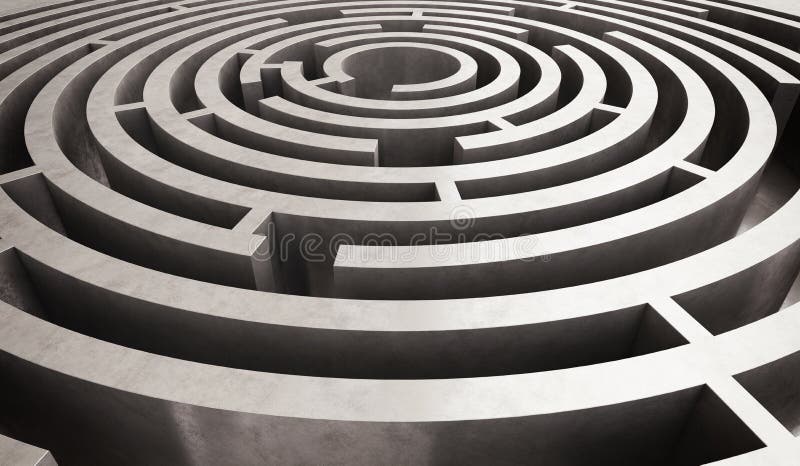 Labyrinthe circulaire difficile illustration stock Labyrinthe circulaire difficile illustration stock