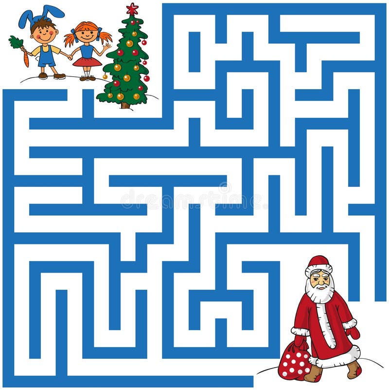 Labyrinthe d'arbre de Santa Claus et de Noël illustration de vecteur Labyrinthe d'arbre de Santa Claus et de Noël illustration de vecteur