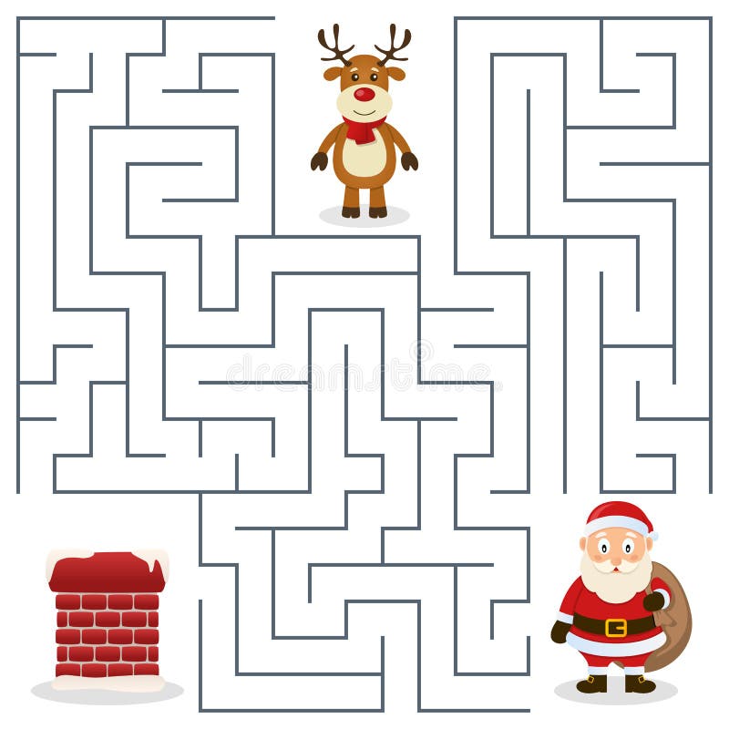 Labyrinthe de Santa Claus et de cheminée pour des enfants illustration libre de droits Labyrinthe de Santa Claus et de cheminée pour des enfants illustration libre de droits