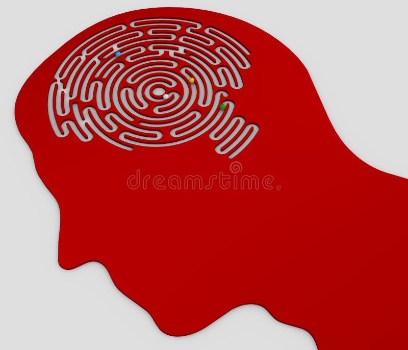 labyrinthe en forme de cerveau à l'intérieur de la tête d'un profil illustration stock labyrinthe en forme de cerveau à l'intérieur de la tête d'un profil illustration stock
