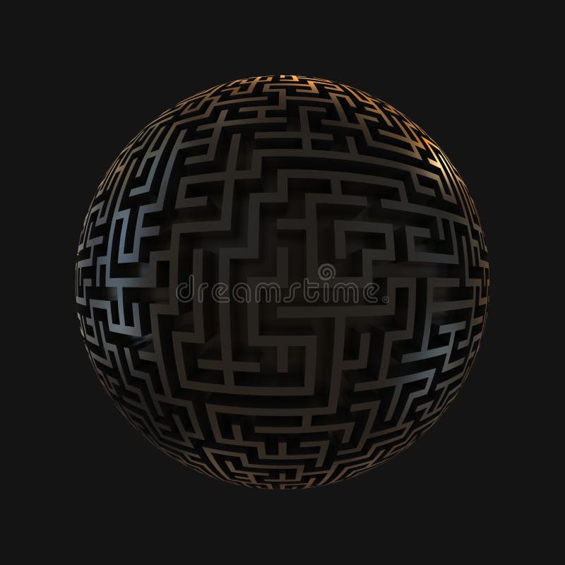Labyrinthplanet - endloses Labyrinth mit kugelförmigem sha