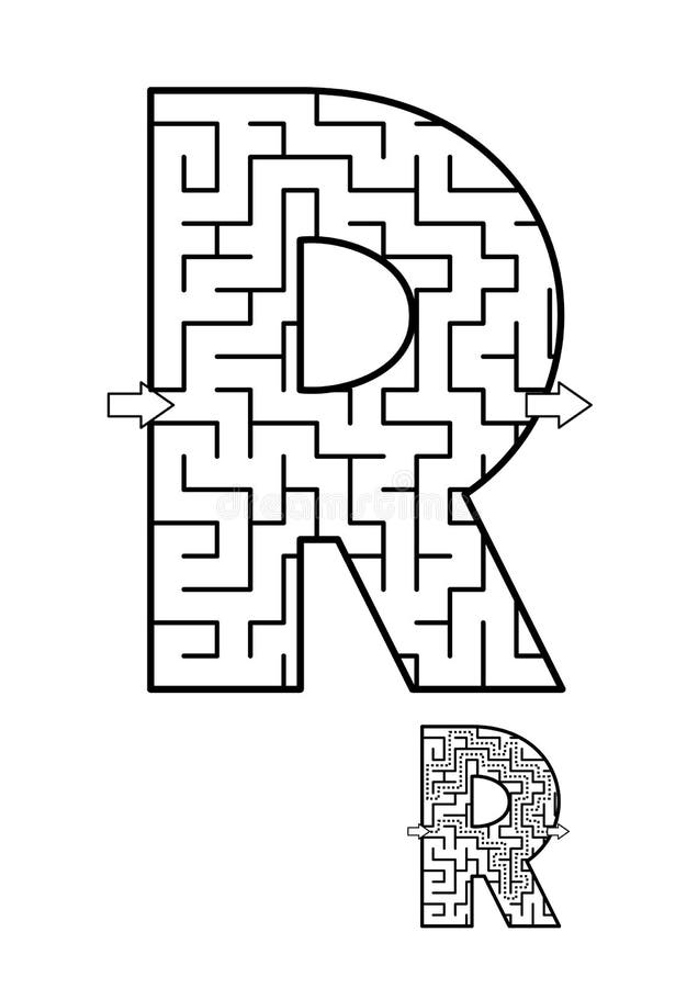 Labyrintlek för bokstav R för ungar