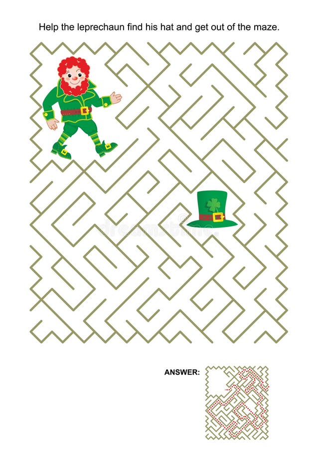 Labyrintlek med trollet och hans hatt vektor illustrationer Labyrintlek med trollet och hans hatt vektor illustrationer