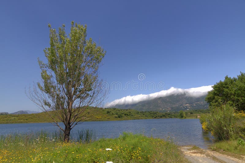 Lac de Padula (λίμνη Padula) κοντά στο ορεινό χωριό Oletta στην περιοχή Nebbio, της βόρειας Κορσικής, Γαλλία στοκ φωτογραφία με δικαίωμα ελεύθερης χρήσης