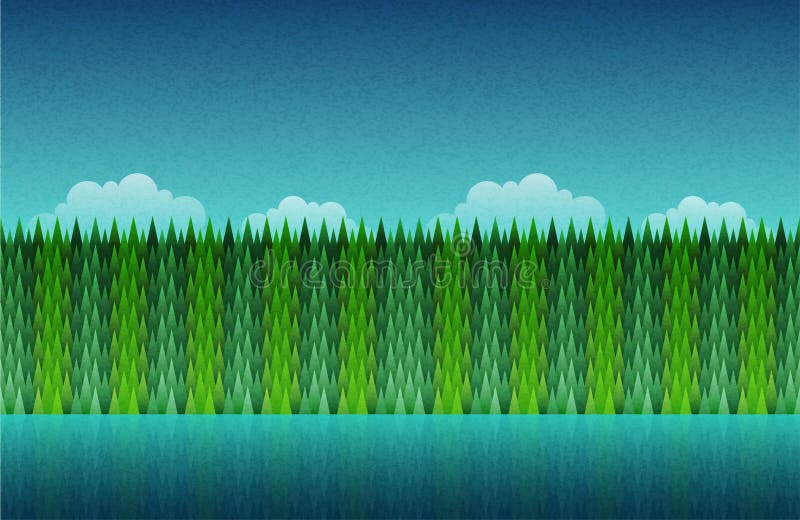 Lac de pădure și cer fără sudură. vector illustration