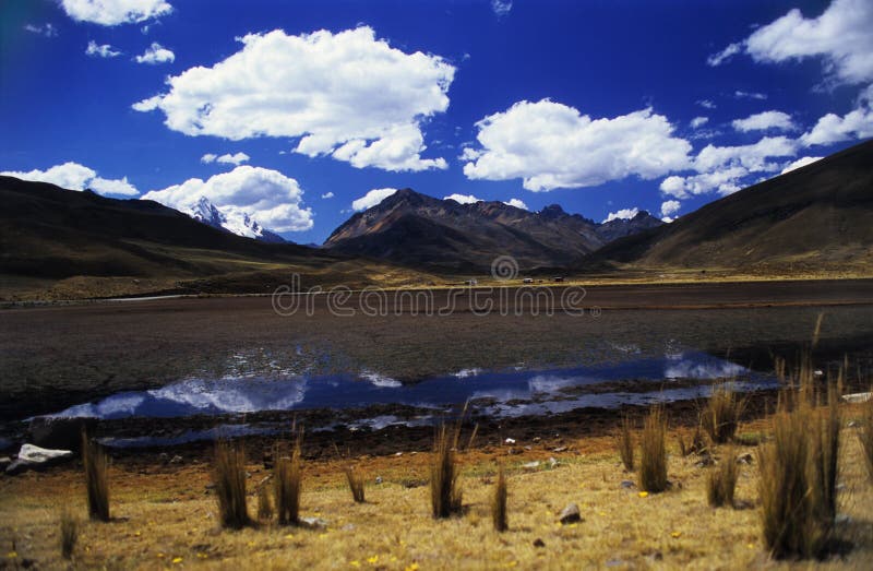 Lake on Valey Kaca Region - Puya Raimondy area - Huaraz - Cordiliera Blanca - Peru. Lake on Valey Kaca Region - Puya Raimondy area - Huaraz - Cordiliera Blanca - Peru