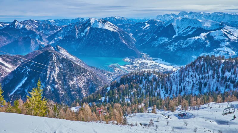 Lac Traunsee de la crête de Feuerkogel, Ebensee, Autriche