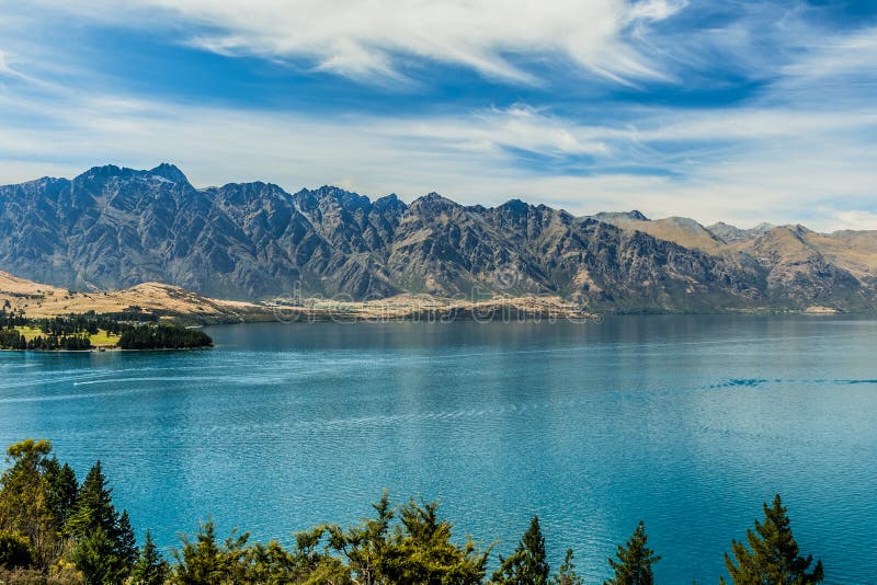 Lake Wakatipu with The Remarkables in the background. Lake Wakatipu with The Remarkables in the background