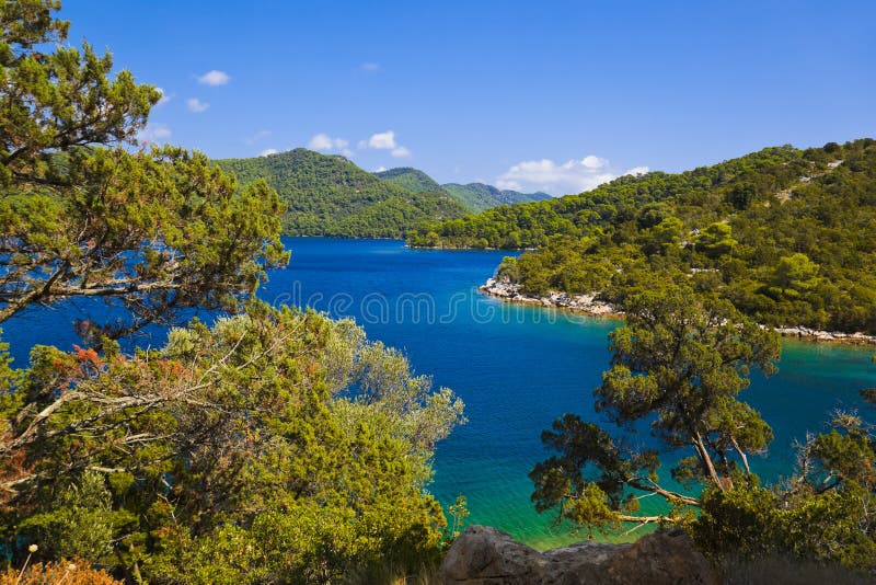 Lac à l'île Mljet en Croatie photos stock