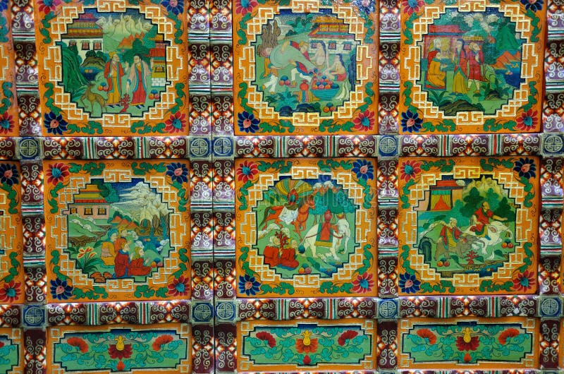 Laca de drenaje coloreada del estilo del tradtional de Tíbet
