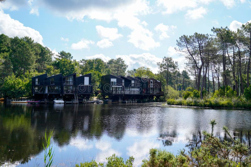 Talaris Marina Bay water village of french wood house hut in Lacanau lake france