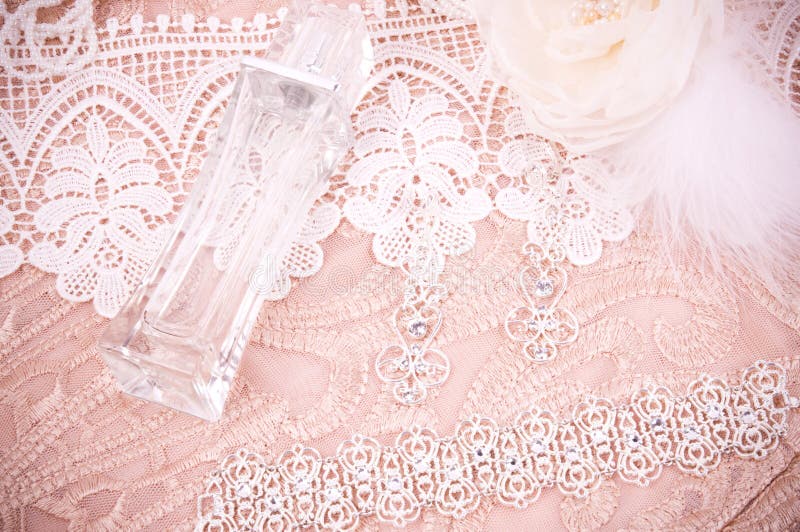 Lace with Accessories, Silver Jewelry and Perfume Stock Photo Image of holiday, beauty 26446100