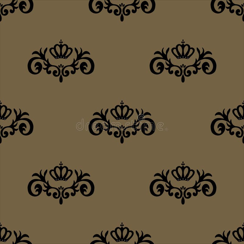 Lace black seamless pattern with flowers on a beige background stock illustration