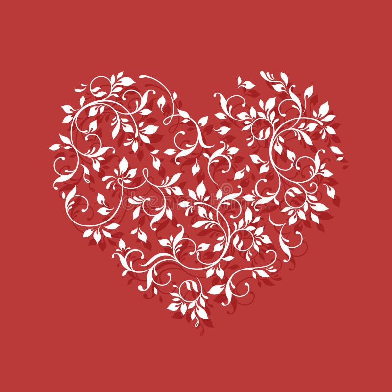 Lace heart on red background. Valentine card.